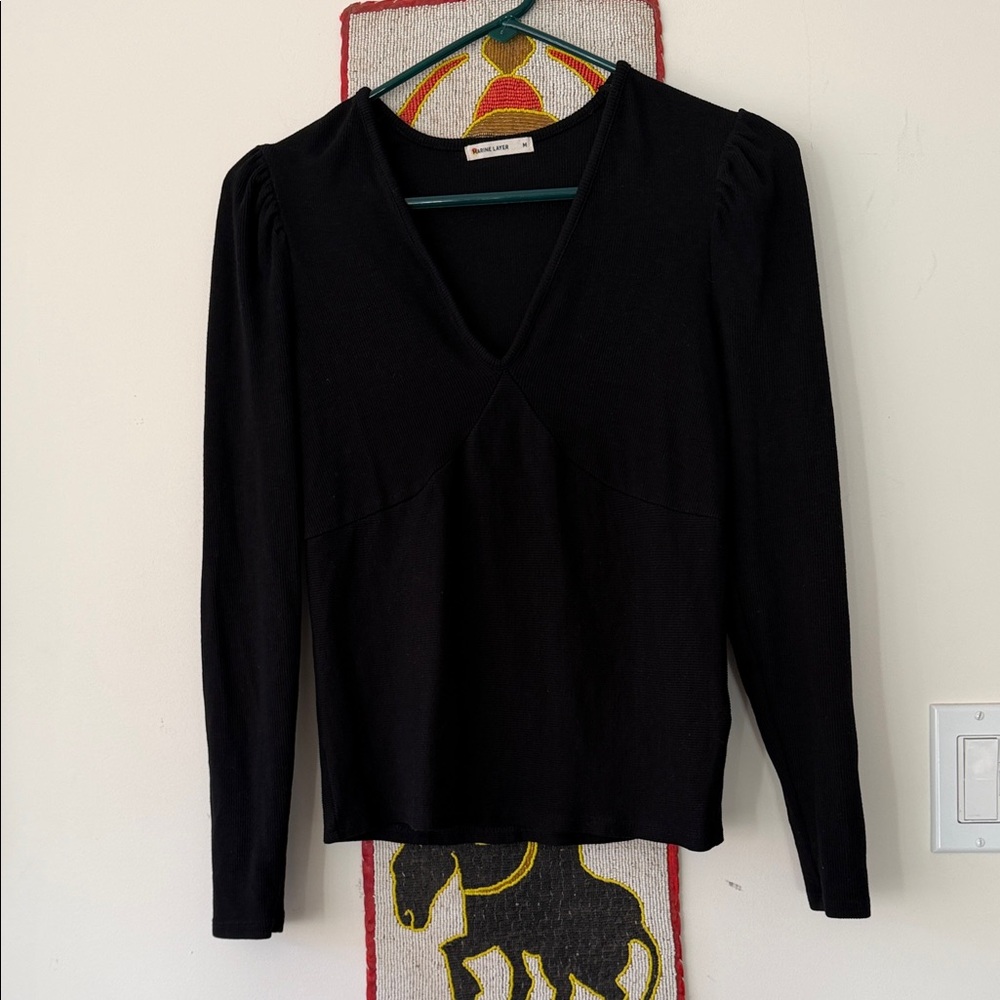 Marine Layer Black V-Neck Top